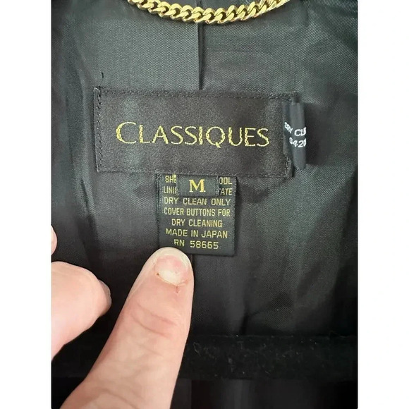 Classiques Grey & Black Wool Double Breasted Checked Houndstooth Blazer Size M - Picture 2 of 7